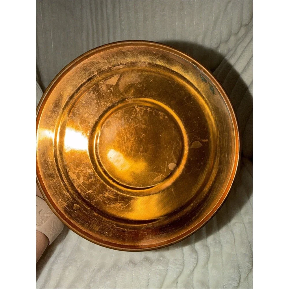 Vtg Copper Tea Kettle Porcelain Handle & Lid Knob Decorative Teapot Pantina